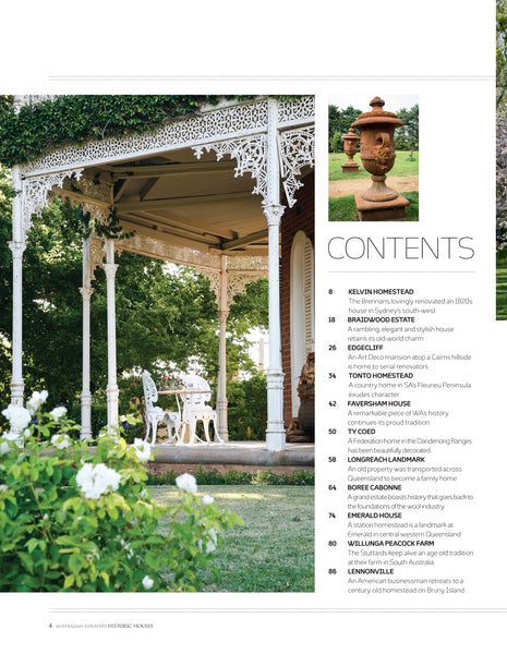 Australian Country Historic Houses bookazine 2014 table of contents 1