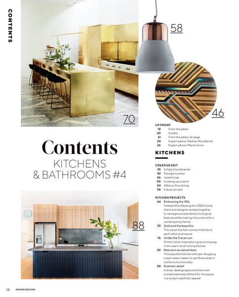 Grand Designs Australia Kitchens & Bathrooms Bookazine 2021 table of contents 1