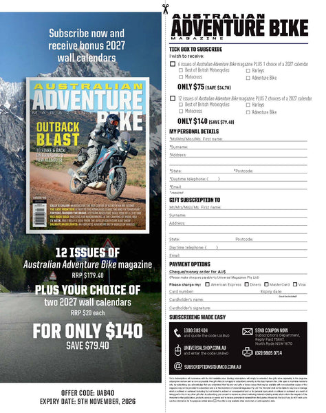 Australian Adventure Bike Magazine Subscription