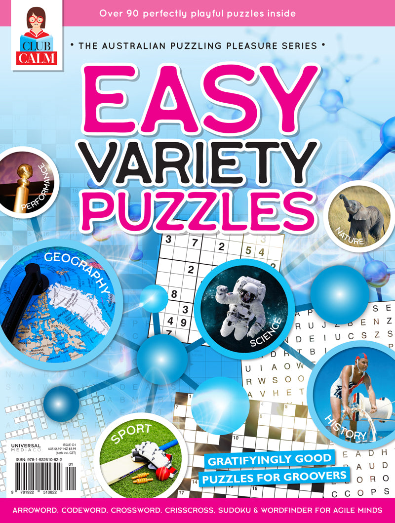 Puzzle Brain by Club Calm Easy Variety Puzzles 1 Cover