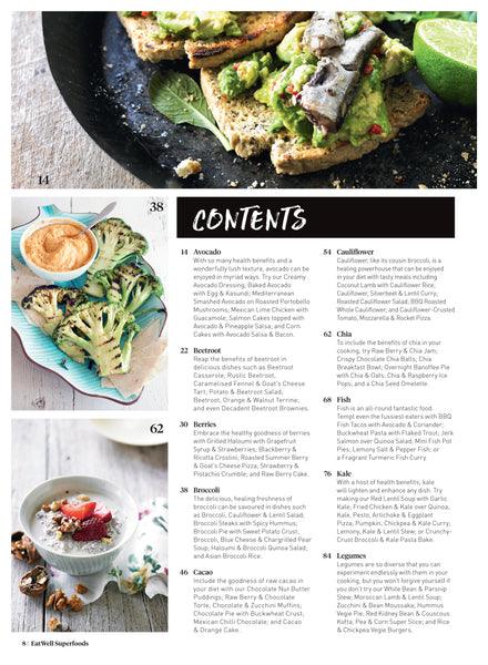 Eat Well Superfoods Bookazine 2017 table of contents
